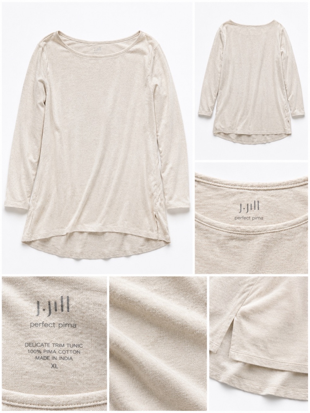 J. Jill Beige/Taupe Long Sleeve Pima Tunic